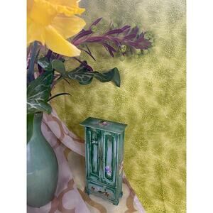 Handpainted green/pearl 5" hutch armoire Dollhouse Miniature 1:12 Doll Furniture